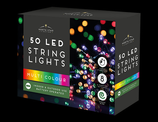 50 Led Battery Timelights -Multicoloured