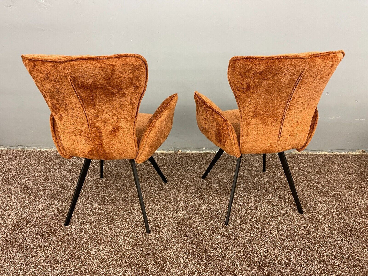 Set of 2 Curved Backrest Armchair Orange