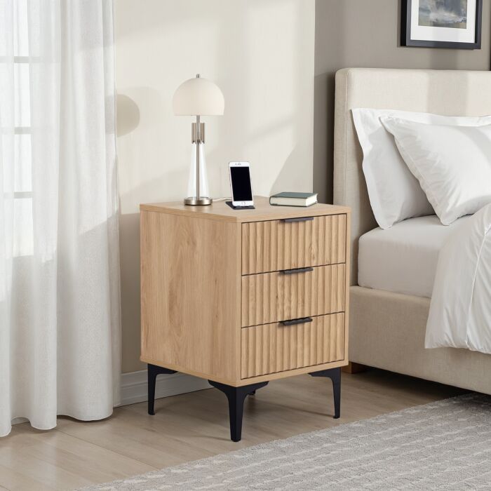 Miami 3 Drawer Bedside Cabinet