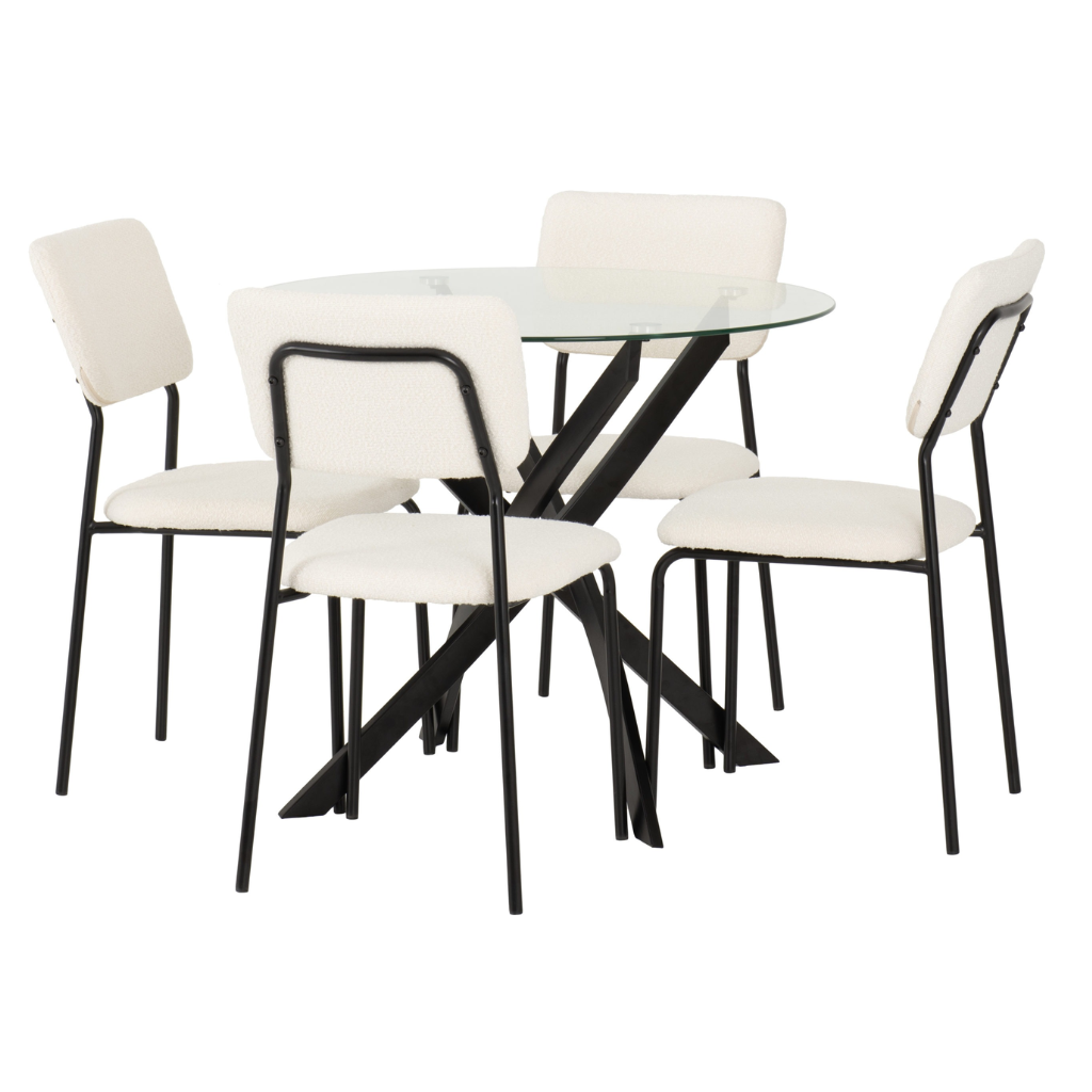 Sheldon Round Glass Top Dining Set