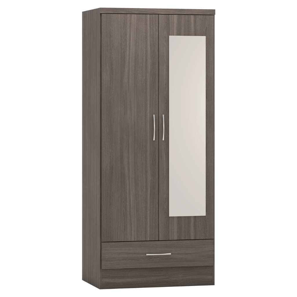 Nevada  2 Door 1 Drawer  Mirrored Wardrobe