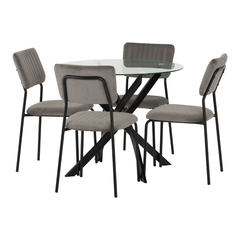 Sheldon Round Glass Top Dining Set
