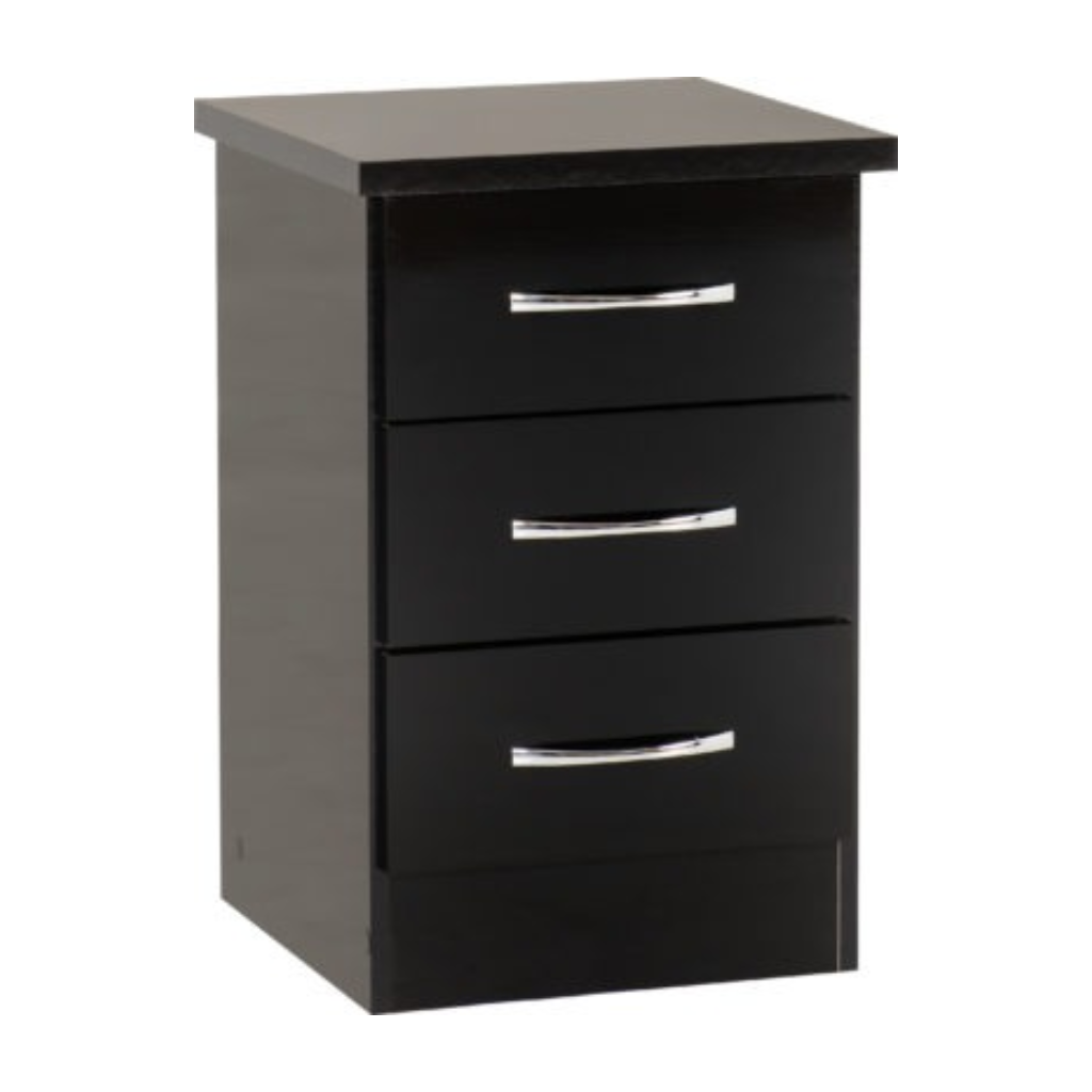 Nevada 3 Drawer Bedside in White Gloss