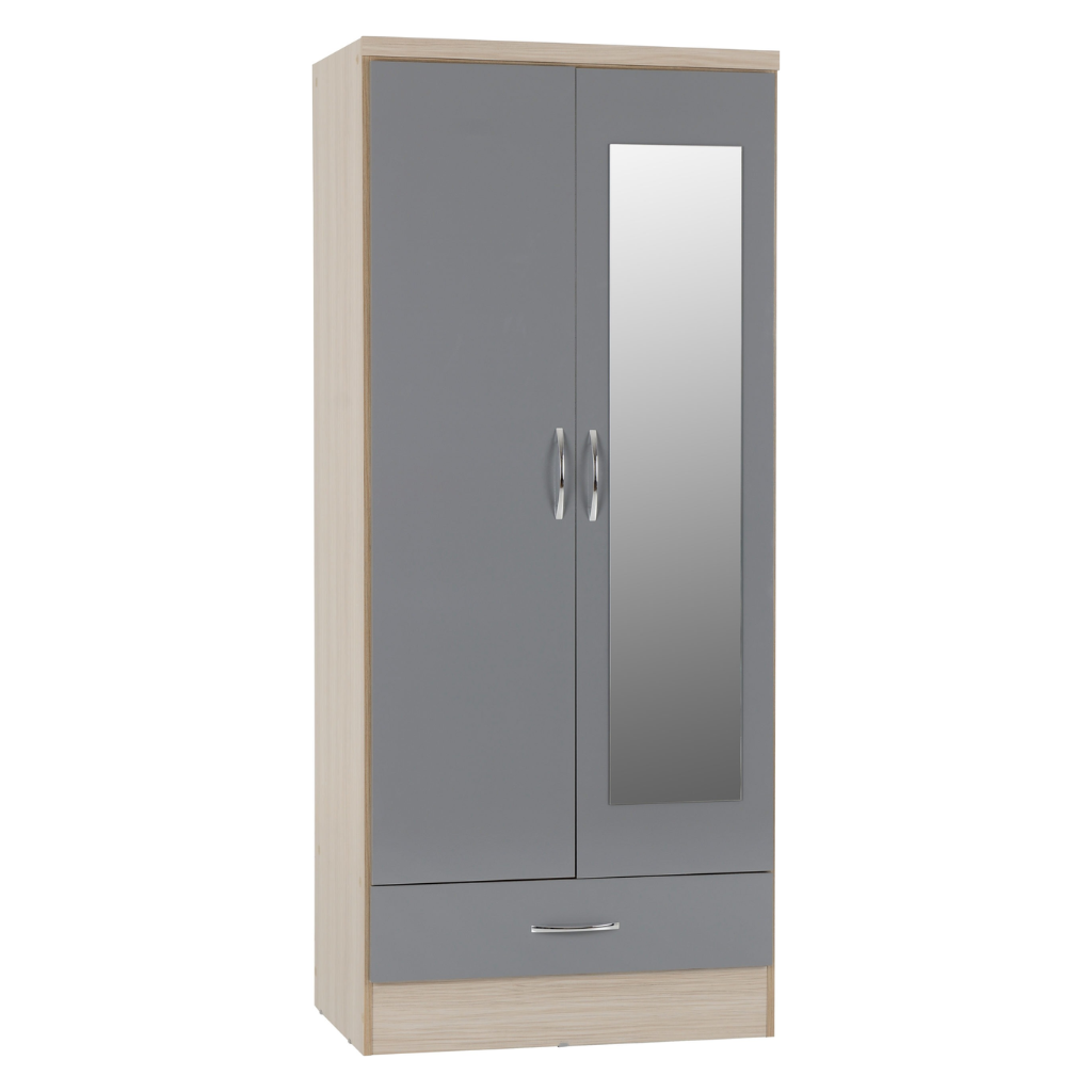 Nevada  2 Door 1 Drawer  Mirrored Wardrobe
