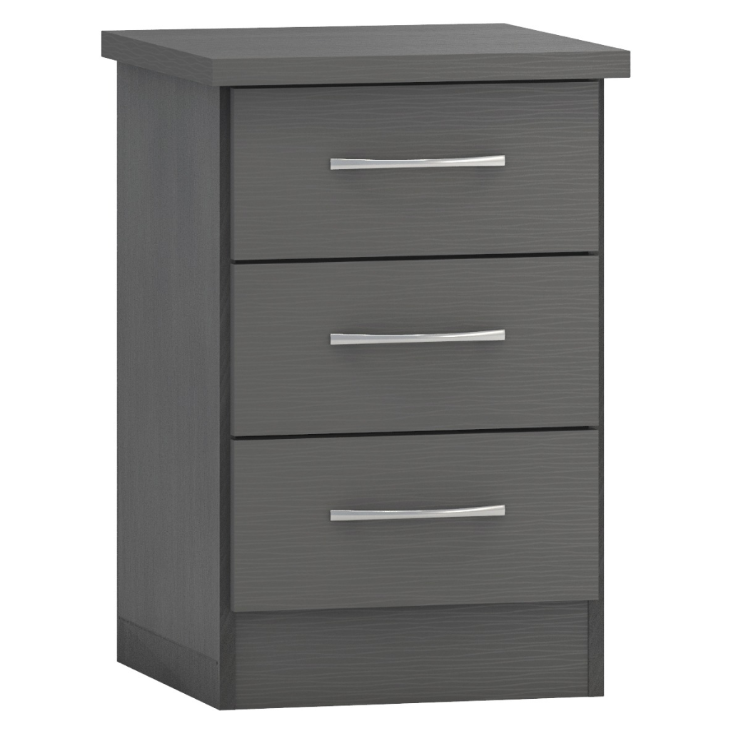 Nevada 3 Drawer Bedside in White Gloss