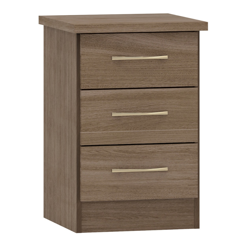 Nevada 3 Drawer Bedside in White Gloss