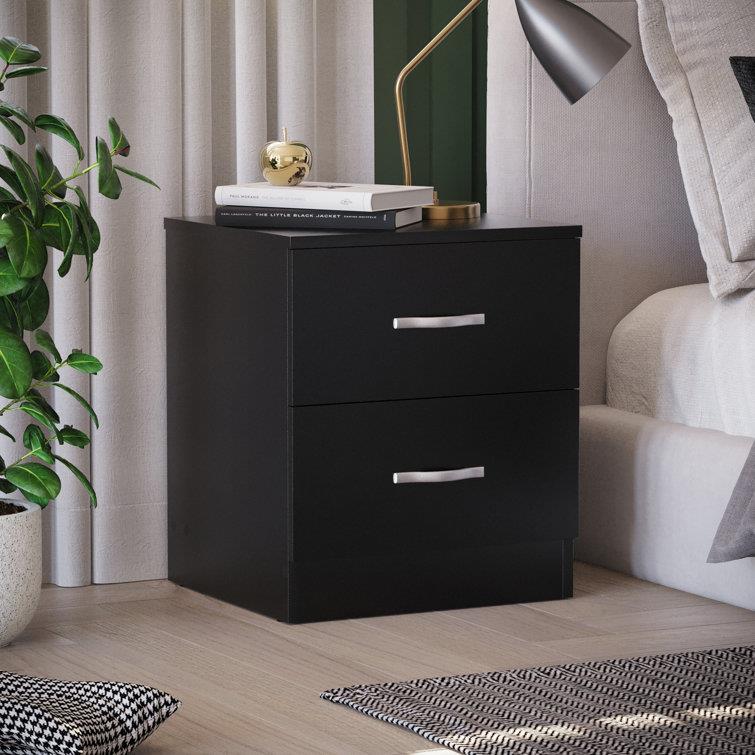 Maybery Black 2 Drawer Bedside Table
