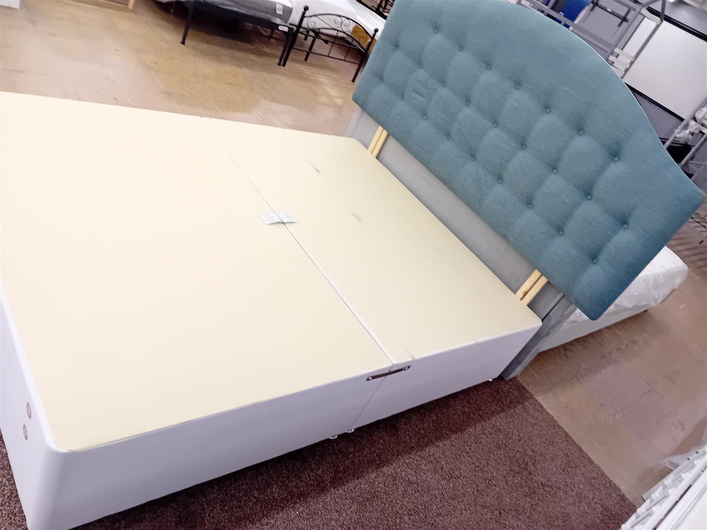 King Size White & Turquoise Bed Frame