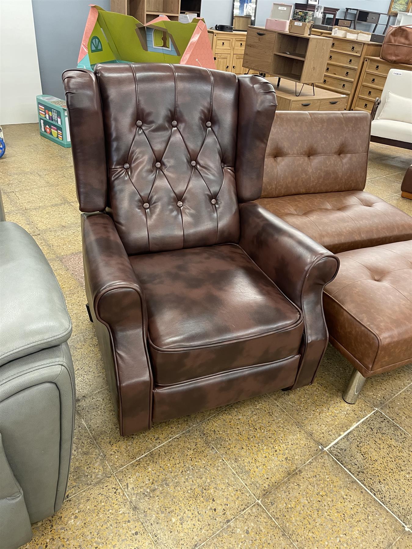PU Leather Brown Recliner