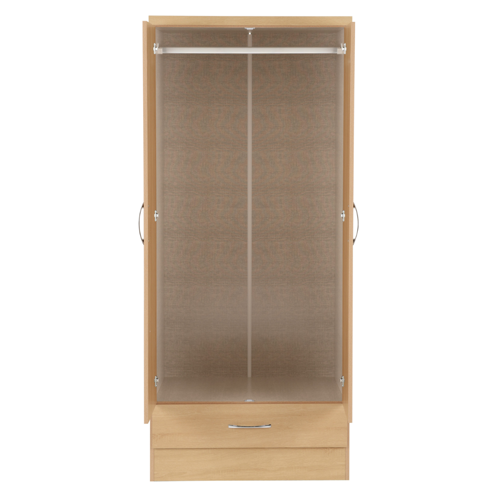 Nevada  2 Door 1 Drawer  Mirrored Wardrobe