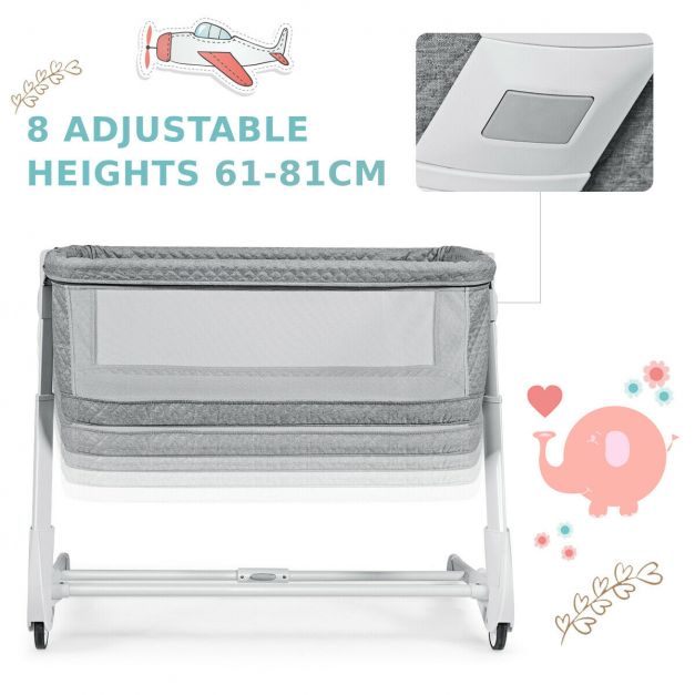 Grey Baby Bedside Cot