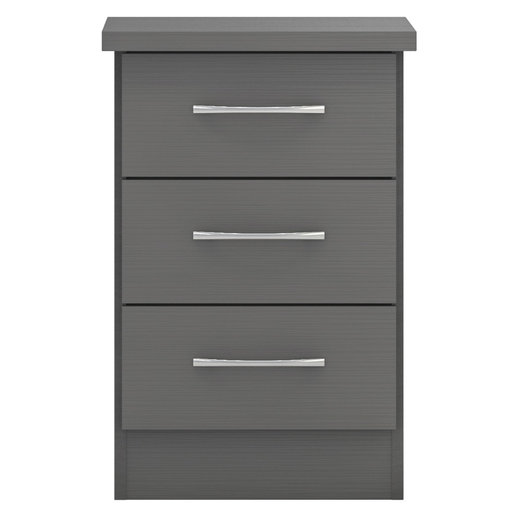 Nevada 3 Drawer Bedside in White Gloss