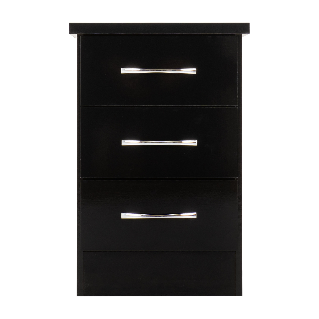 Nevada 3 Drawer Bedside in White Gloss