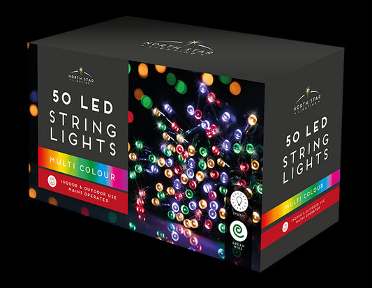 50 Led Mains String Lights - Multicoloured