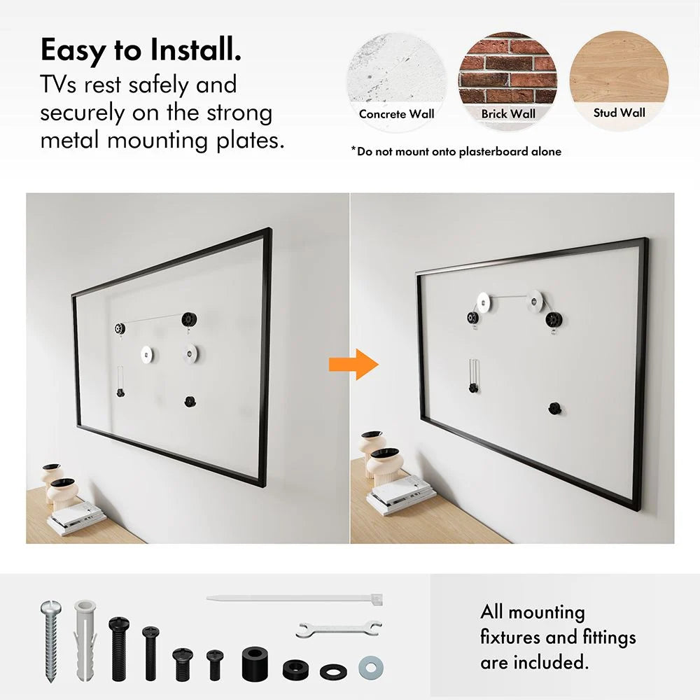 37-75 Inch Flat TV Wall Bracket Slim Mount Tilting Universal TV Stand