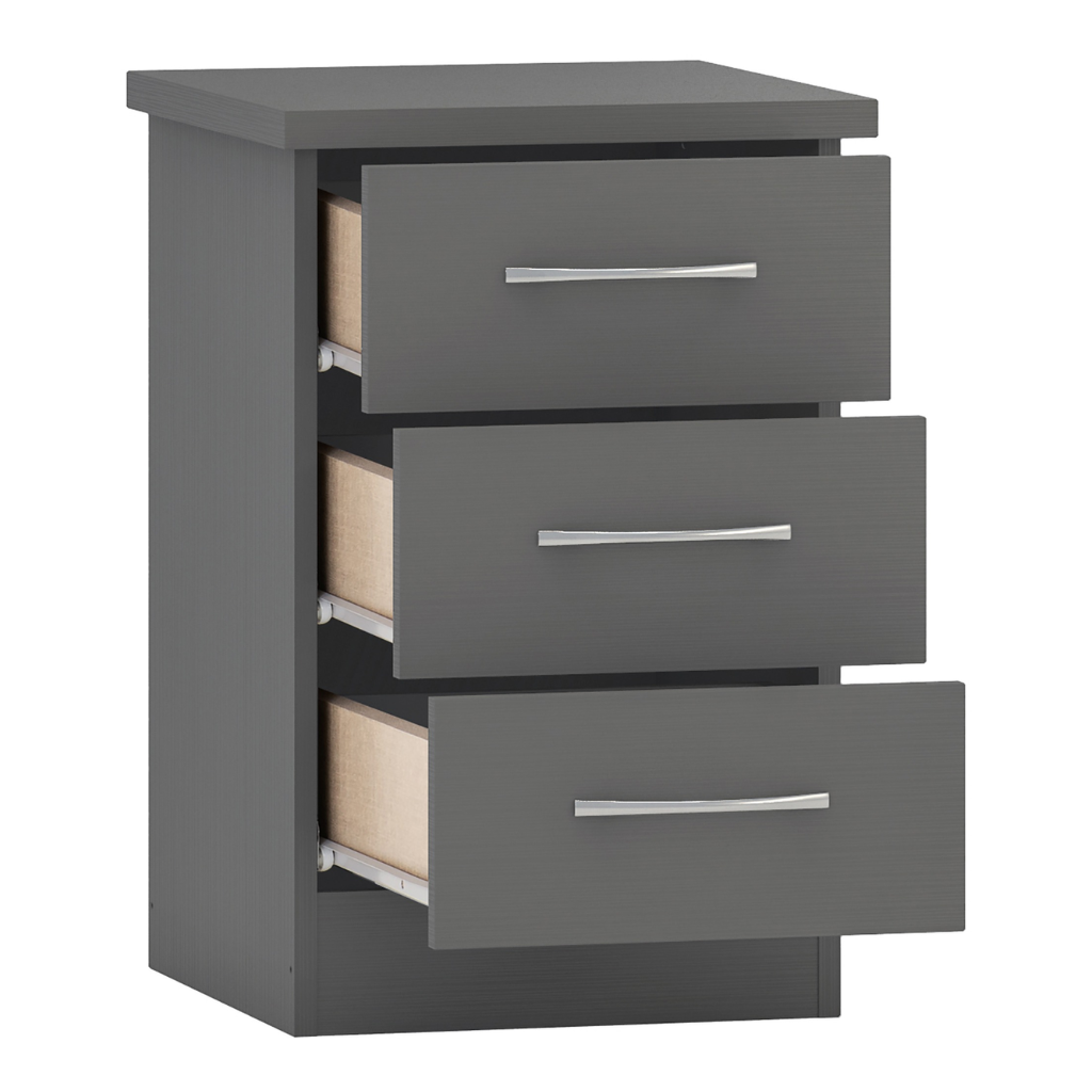 Nevada 3 Drawer Bedside in White Gloss