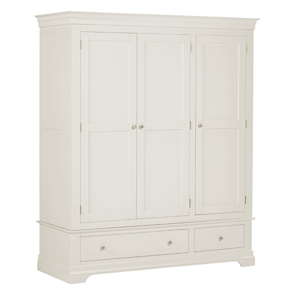 Bordeaux 3 Door Wardrobe White Front Angled