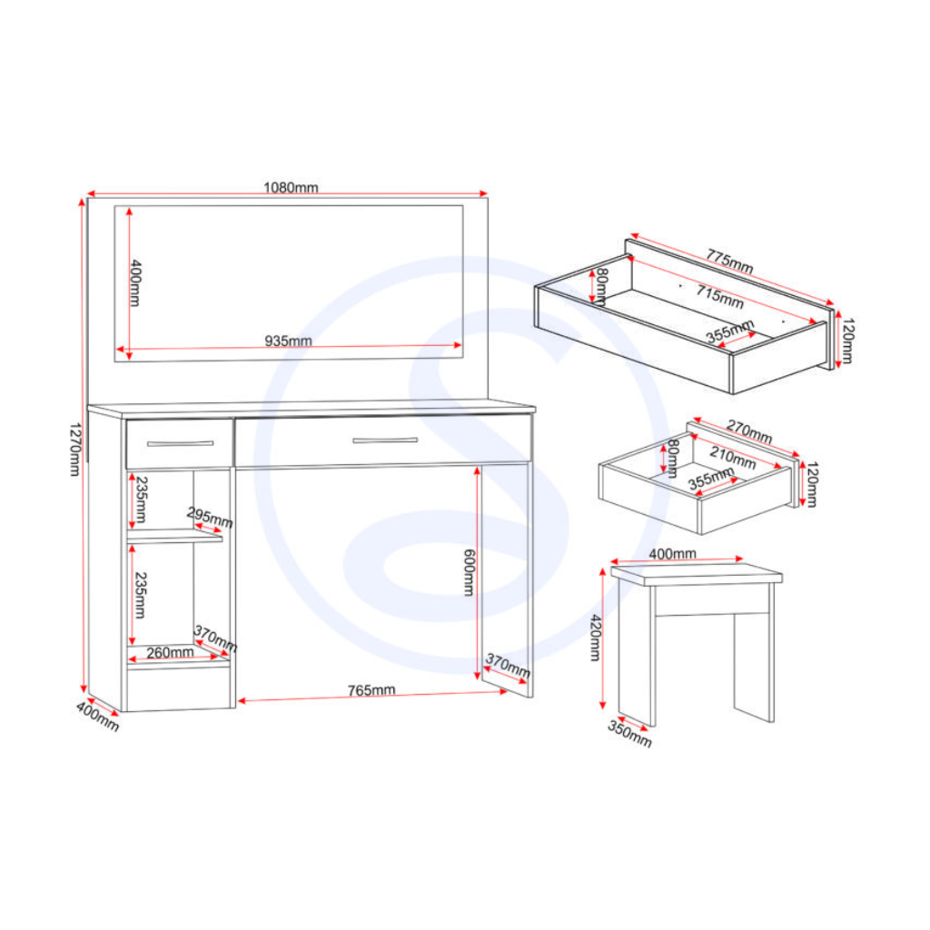 Nevada Vanity Dressing Table Set