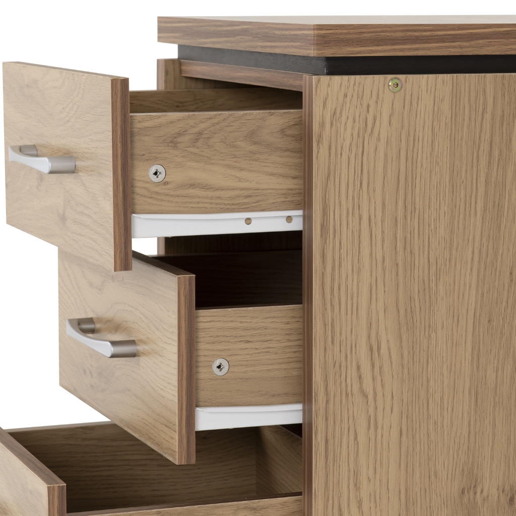 Charles 3 Drawer Bedside Chest in Oak Effect Walnut Trim