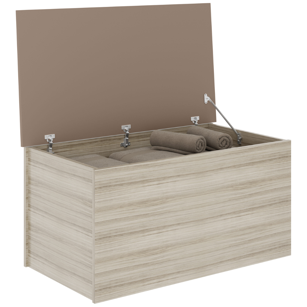 Nevada Blanket Box Grey Gloss/Light Oak Effect Veneer