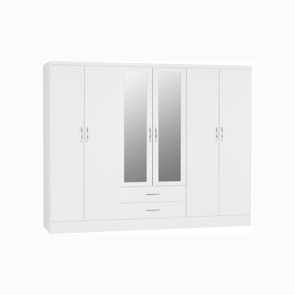 Nevada 6 Door 2 Drawer Mirrored Wardrobe