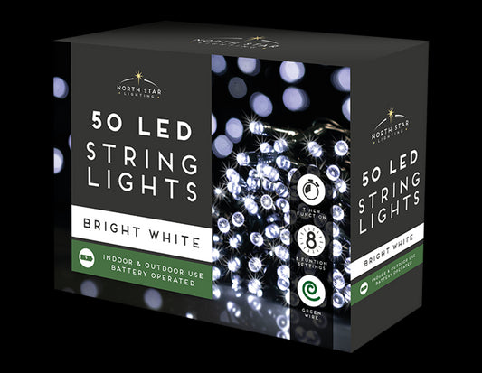 50 Led Battery Timelights - Bright White