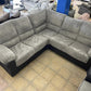 Grey & Black Faux Leather Mix Corded Corner Sofa