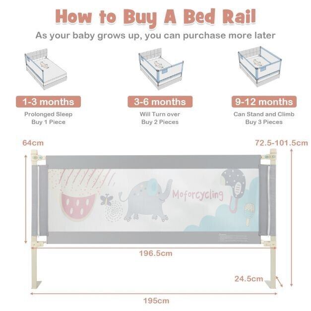 Bed Rail with Double Safety Lock