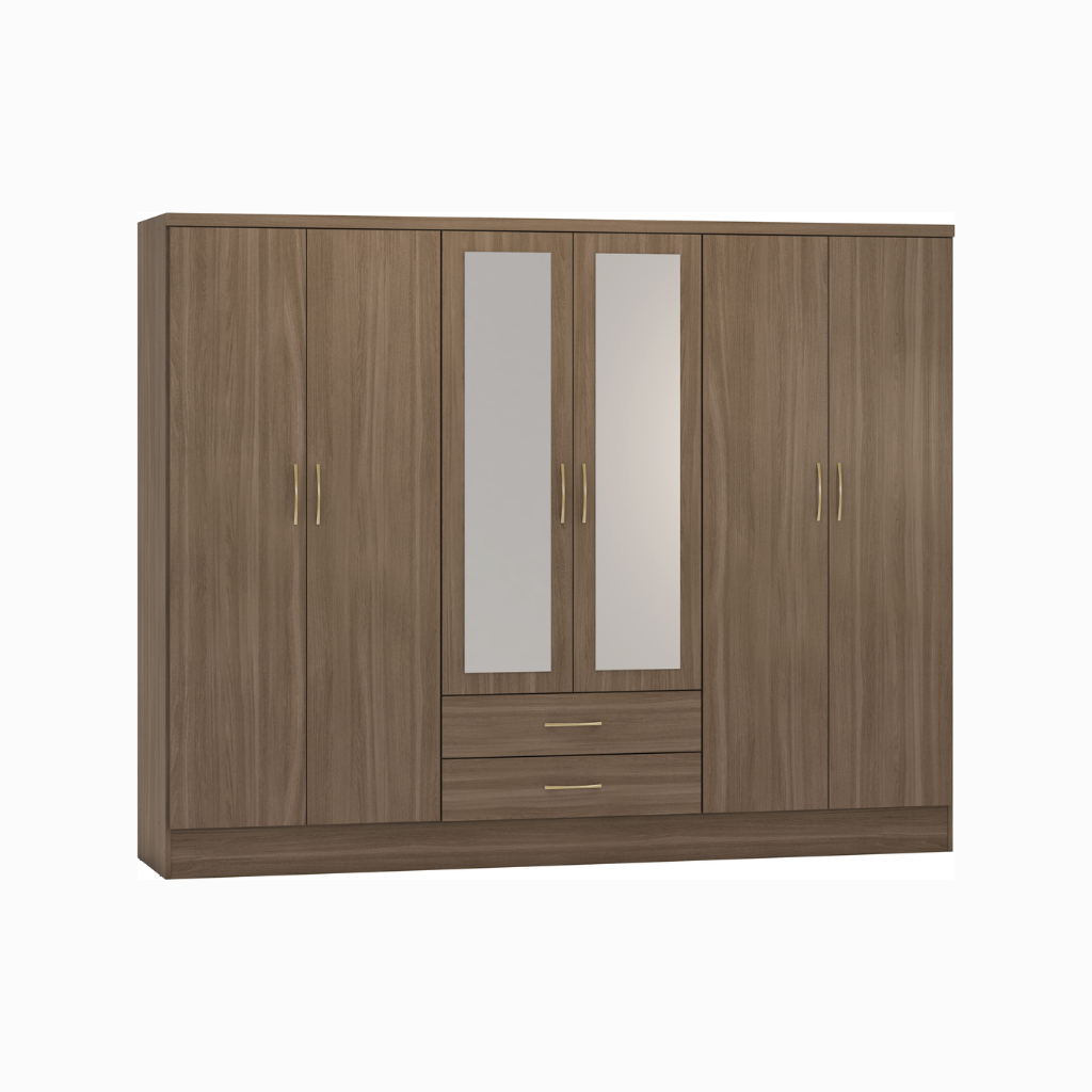 Nevada 6 Door 2 Drawer Mirrored Wardrobe
