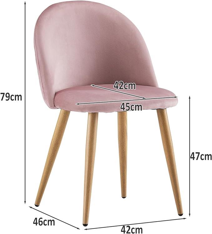 2 x Pink Velvet Dining Chairs