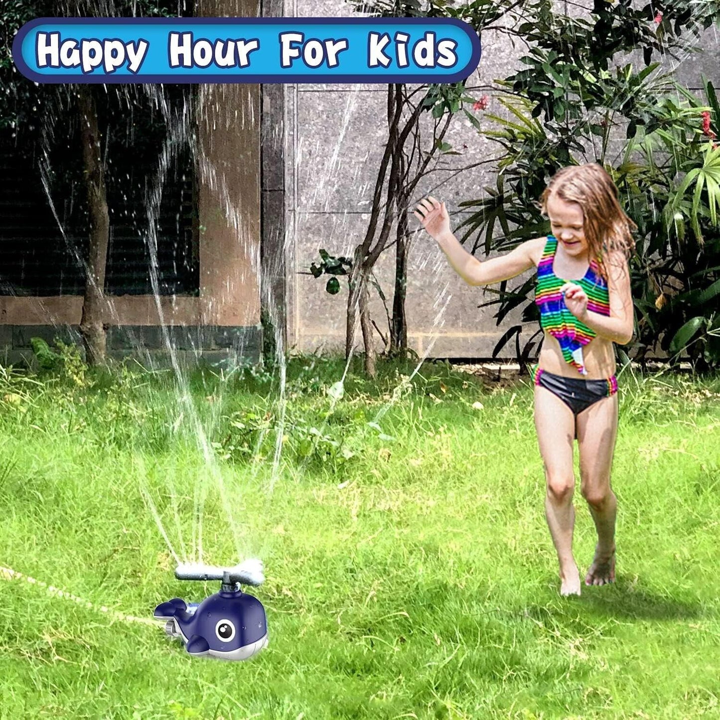 Splash Whale Sprinkler Water Spray Propeller Outdoor Garden Cooling Toys 3+