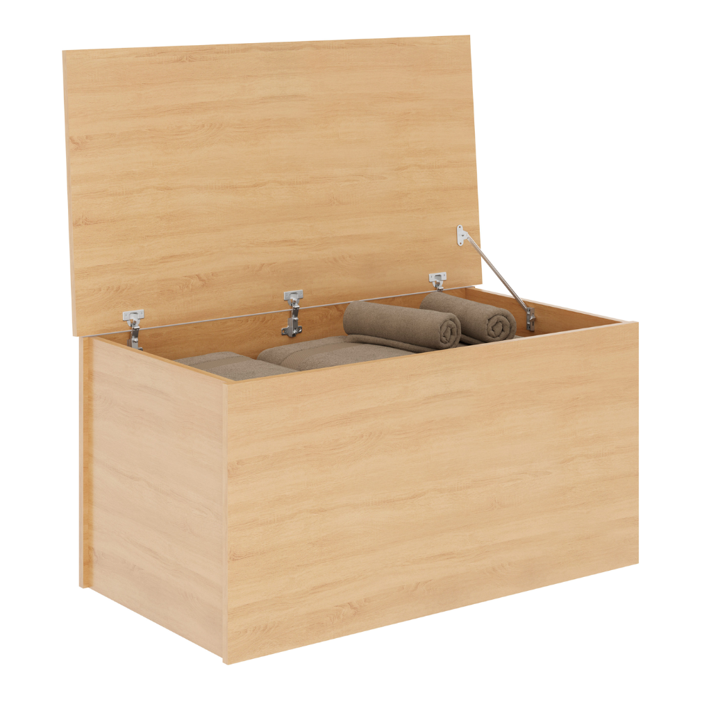 Nevada Blanket Box Grey Gloss/Light Oak Effect Veneer