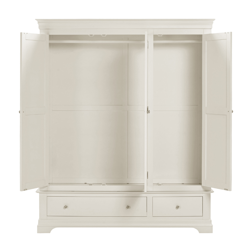 Bordeaux 3 Door Wardrobe White Front All doors open