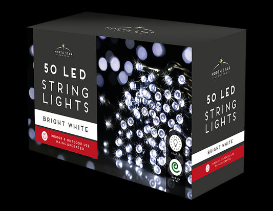 50 Led Mains String Lights - Bright White