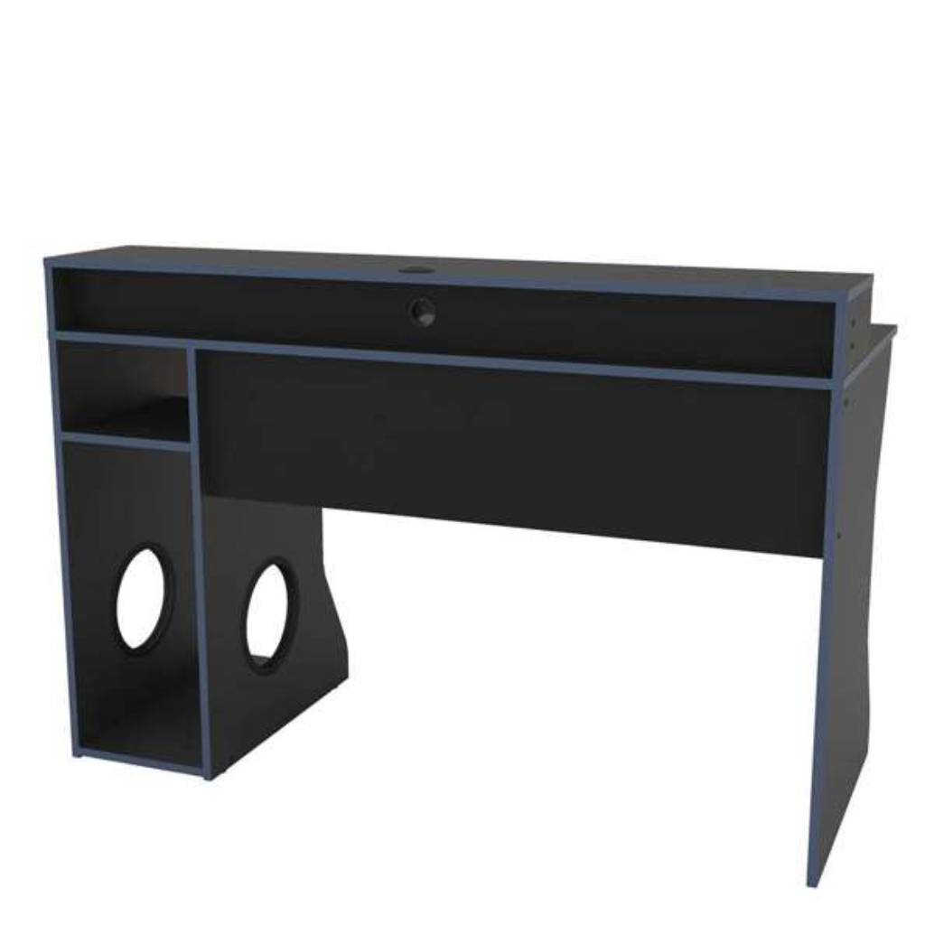 Enzo Gaming Computer Desk Black & Blue Back View