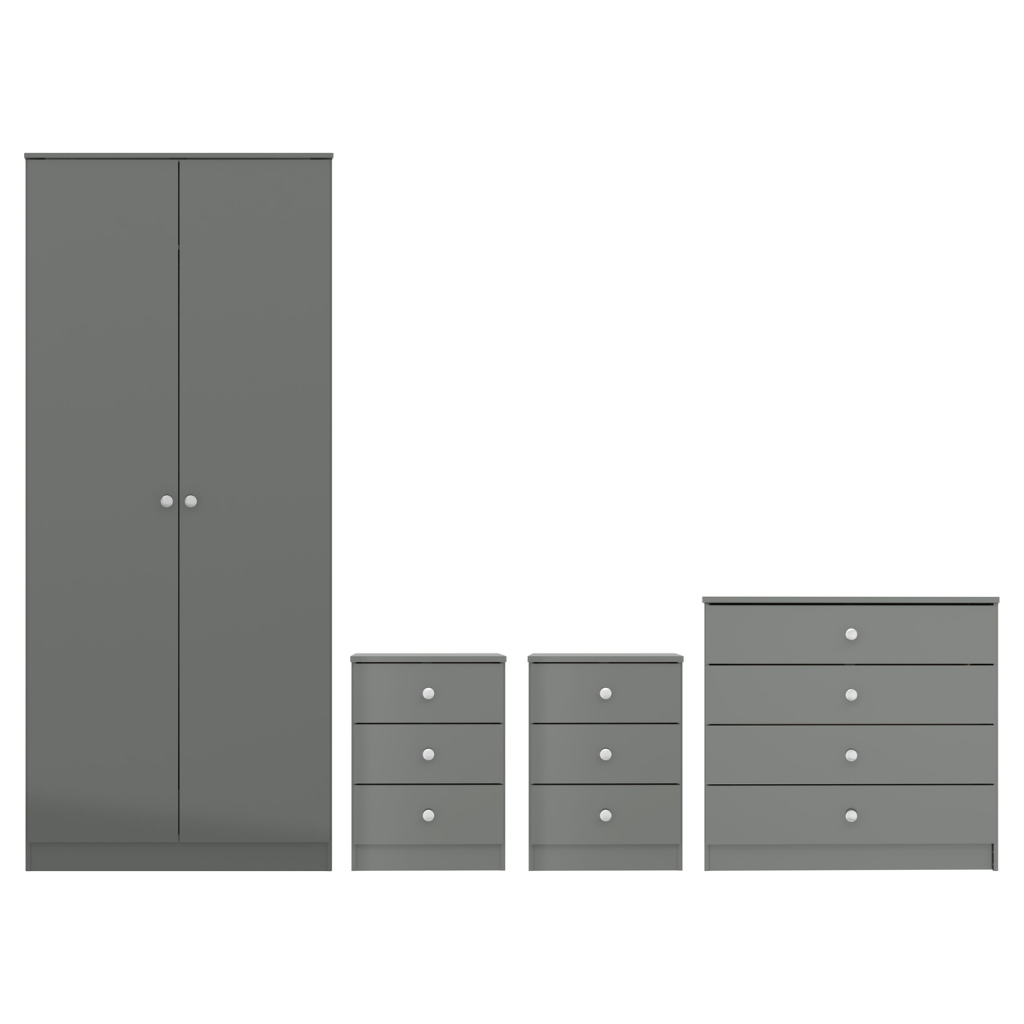 Denver 2 Door Wardrobe Bedroom Set Grey