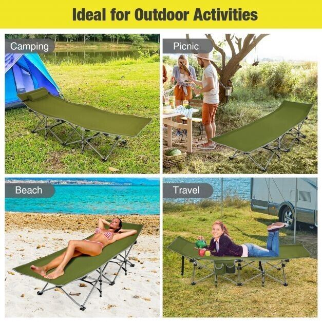 Green Folding Camp Bed