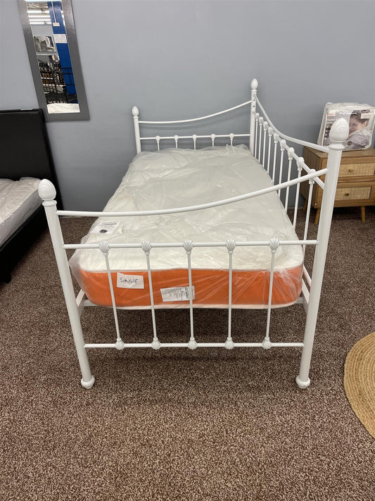 3ft Single White Metal Day Bed