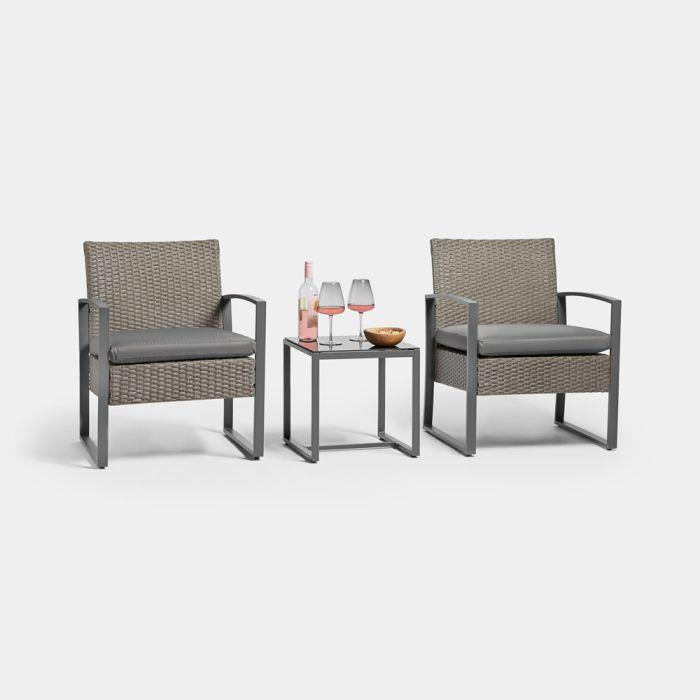 2 Seater Grey Garden Chairs & Table