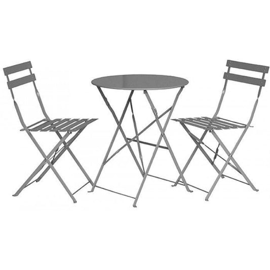 Grey Taupe 2 Seater Steel Foldable Bistro Set