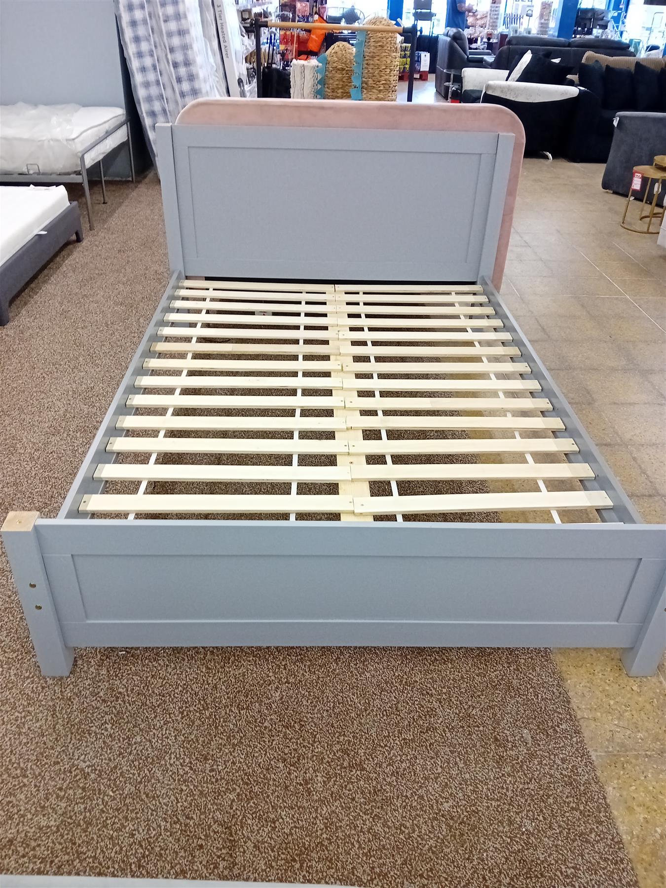 Grey Double Wooden Bed Frame