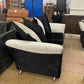2 Seater Velvet Black/Grey Sofa