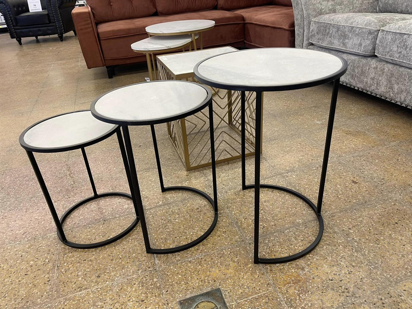 Halmore Set of 3 Marble Side Tables