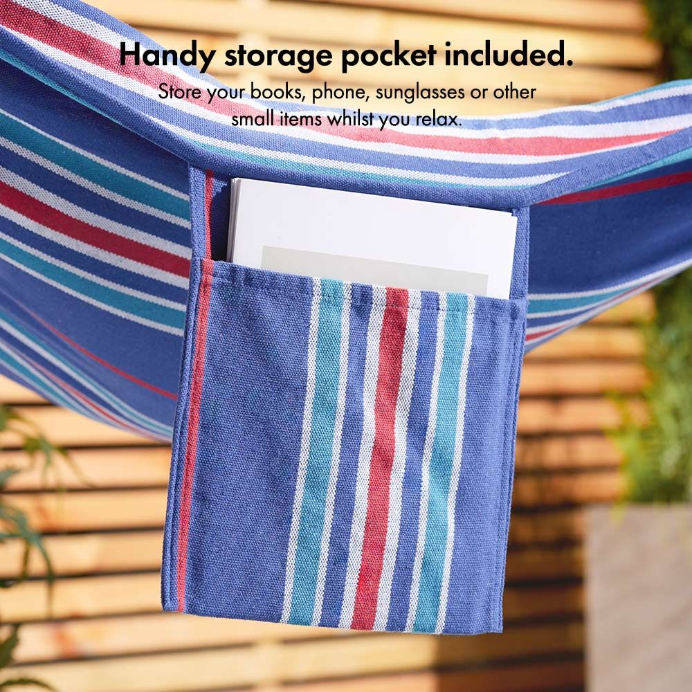 Ibiza 1 Person Portable Single Hammock with Stand Blue & Red Outdoor
