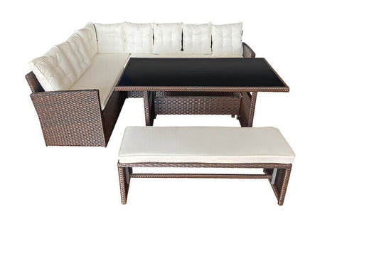 10 Seater Garden Rattan Set with Table & Cushions