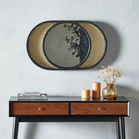 Black And Cane Wall Mirror