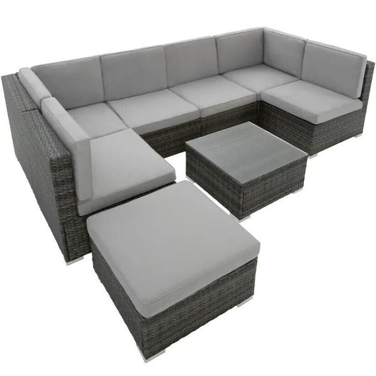 7 Seater Garden Corner Sofa Set Grey