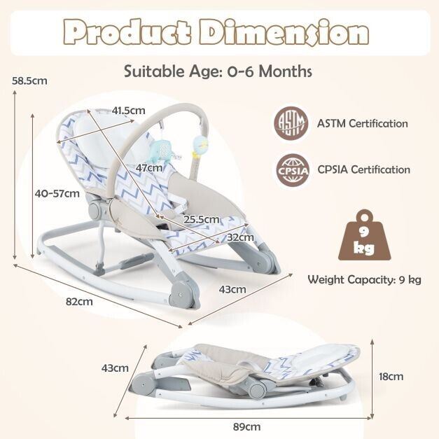 Grey 2-In-1 Baby Bouncer