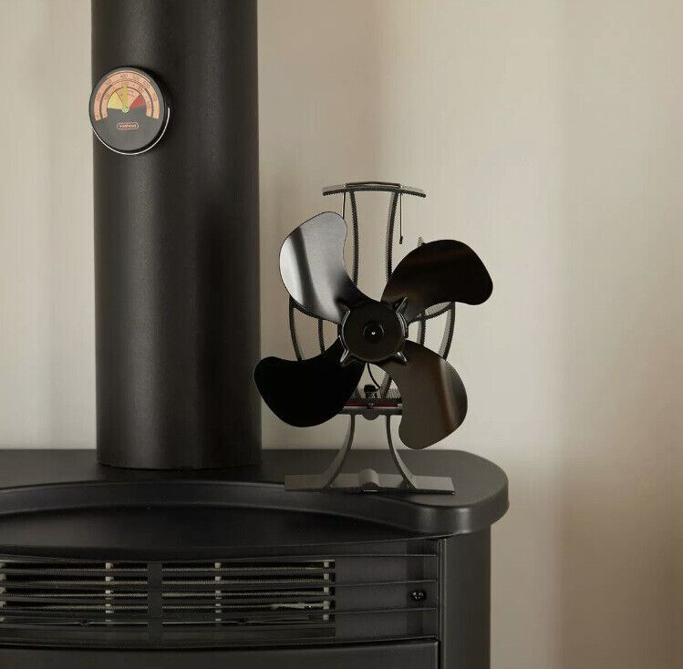 4 Blade Stove Fan With Temperature Gauge