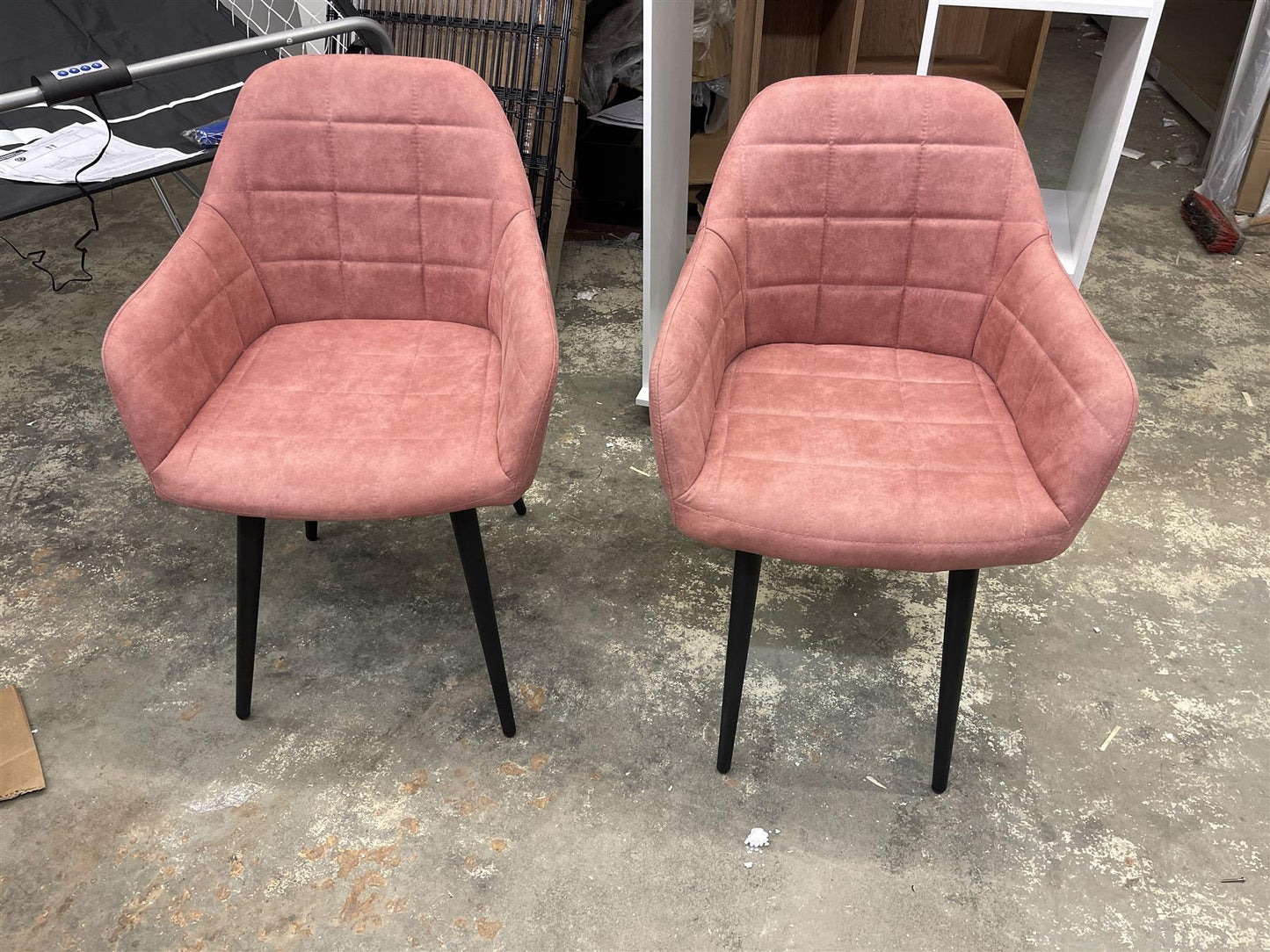 2 x Pink Tufted Armchairs